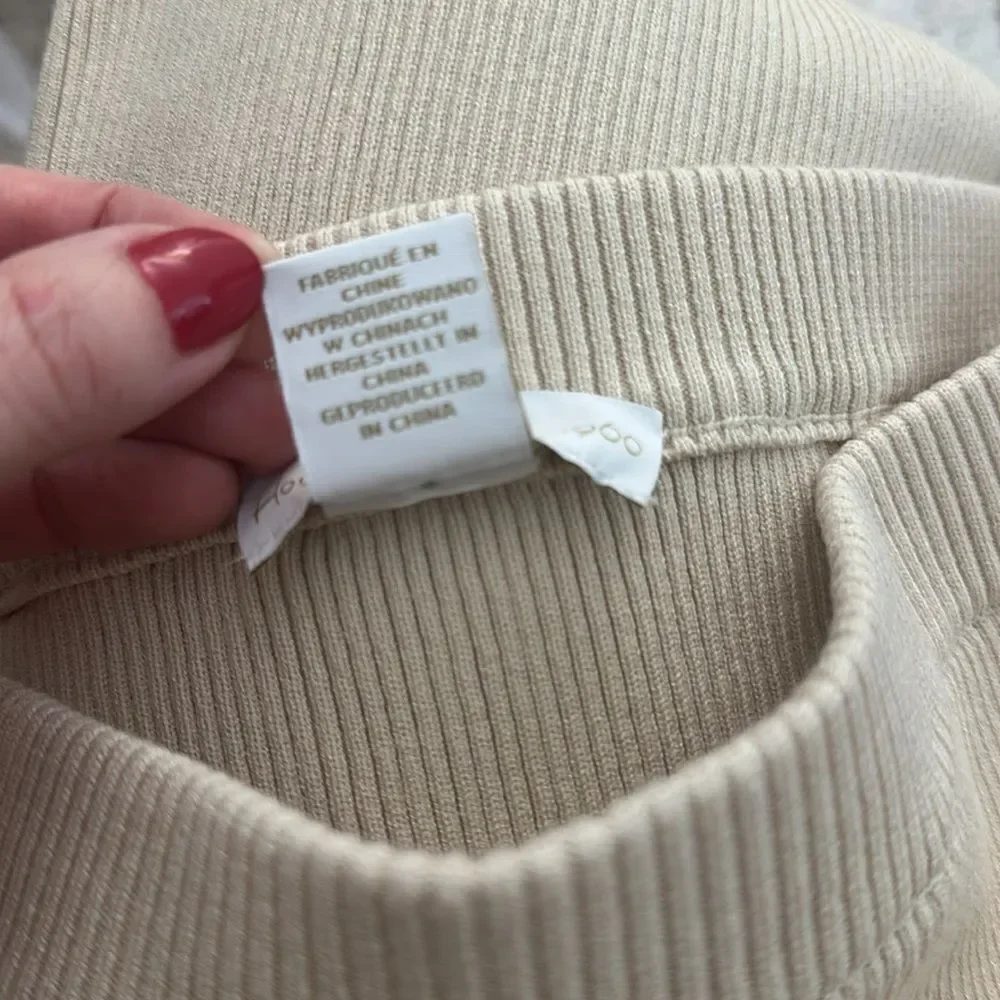 House of Harlow 1960 nude tan ribbed midi side slip skirt medium m